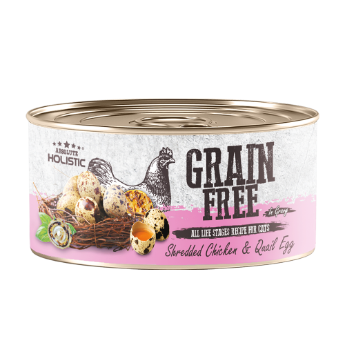 Absolute Holistic 80g Grain Free ((Shredded Chicken & Quail Egg)) 無穀物肉汁 貓罐頭 雞肉+鵪鶉蛋 80克 (AH3962)